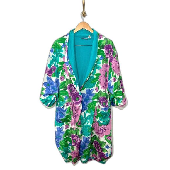 Victoria's Secret Gold Label Robe VTG Floral Terrycloth Retro House Coat Lounge - Picture 1 of 7